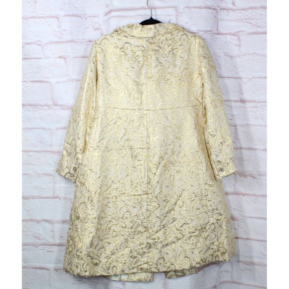 *Vintage Cotton Button Down Lined Embroidered Long Coat Size 10 - Picture 9 of 16